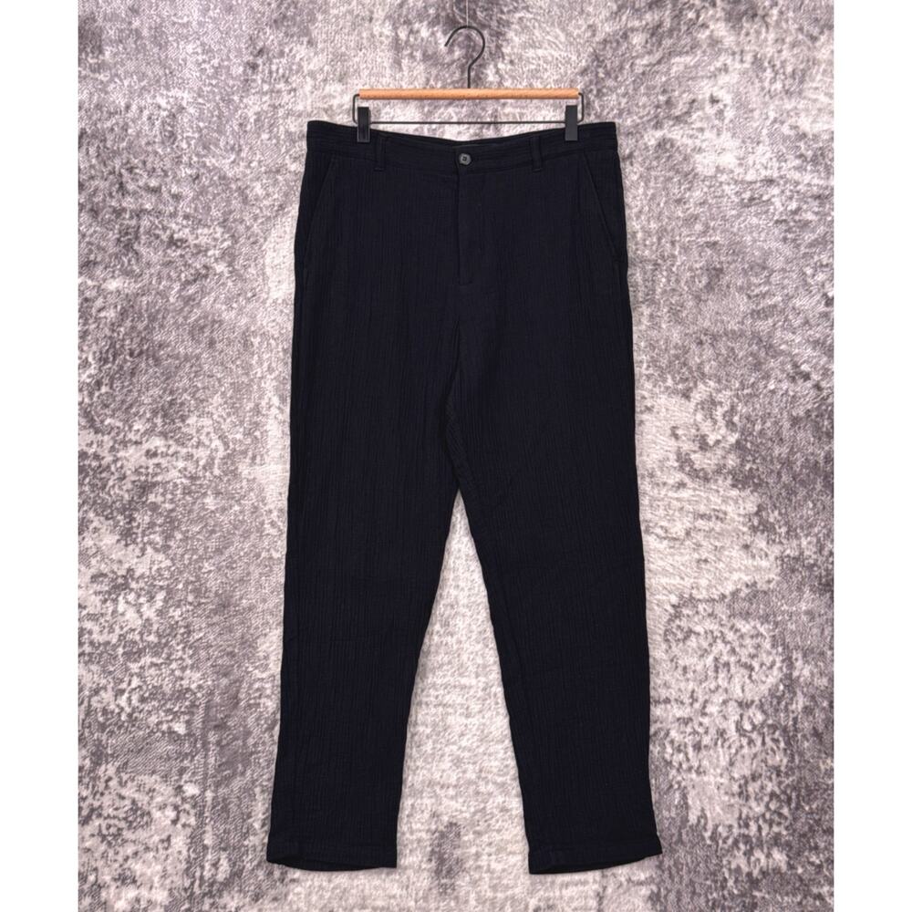 COS Pants 32 x 27 Mens Slim Fit Black Woven Textured Black Cotton